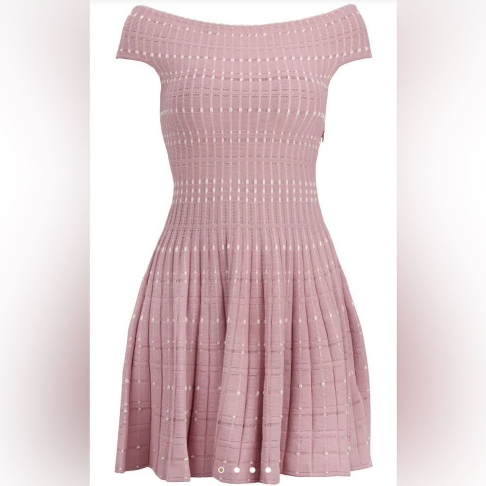 Alexander McQueen Sz S Knit Off the Shoulder Short Sleeve Fitted Dress - New